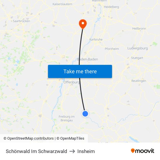 Schönwald Im Schwarzwald to Insheim map