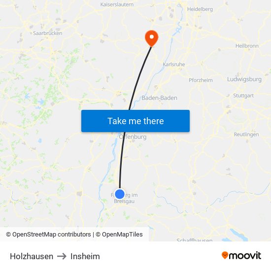 Holzhausen to Insheim map