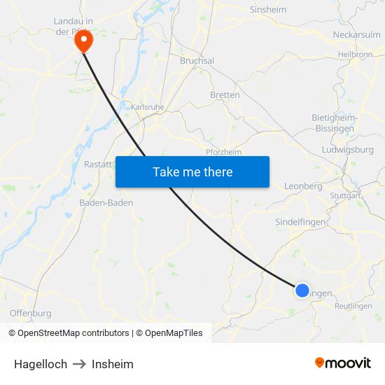 Hagelloch to Insheim map