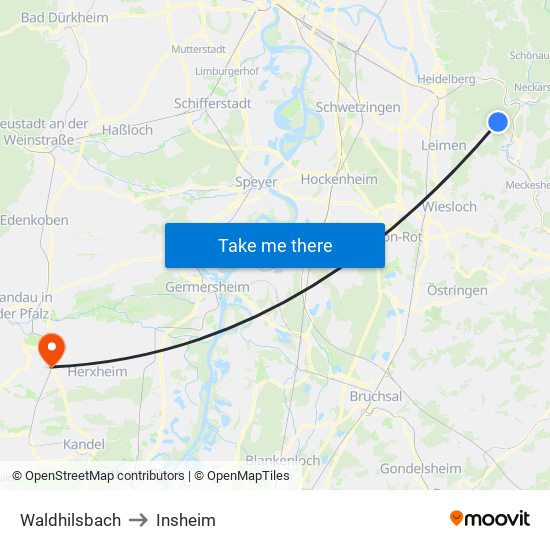 Waldhilsbach to Insheim map