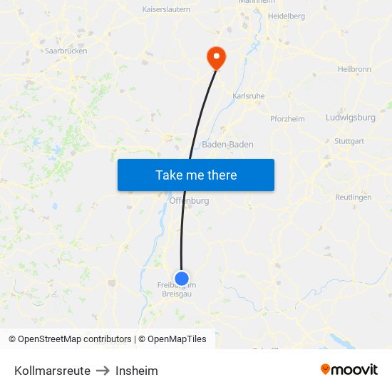 Kollmarsreute to Insheim map