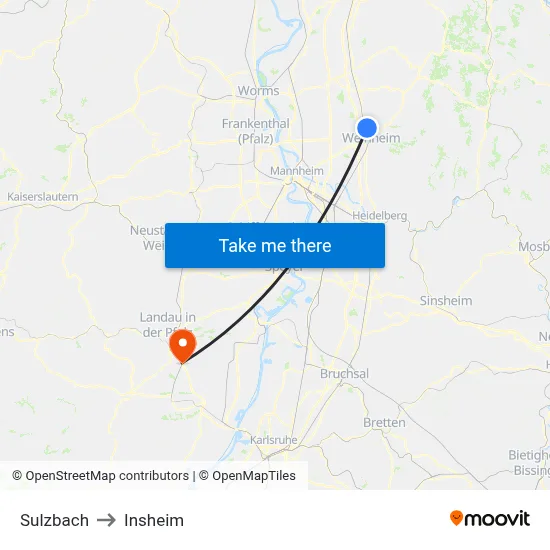 Sulzbach to Insheim map