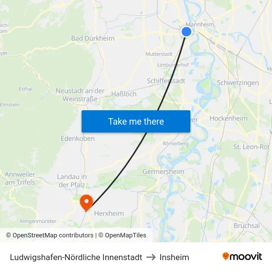 Ludwigshafen-Nördliche Innenstadt to Insheim map