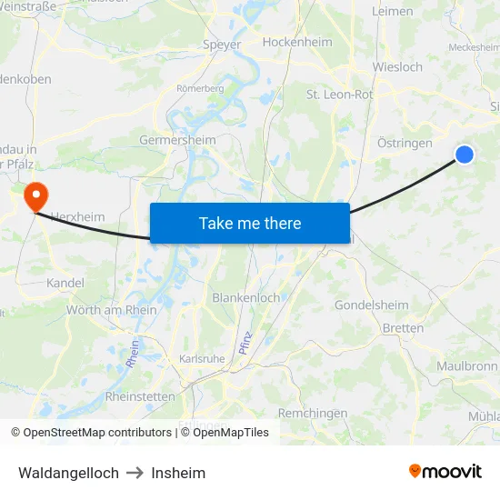 Waldangelloch to Insheim map