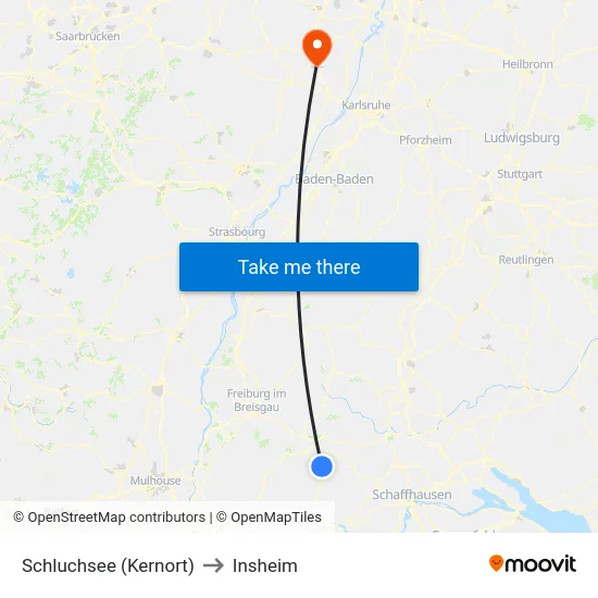 Schluchsee (Kernort) to Insheim map