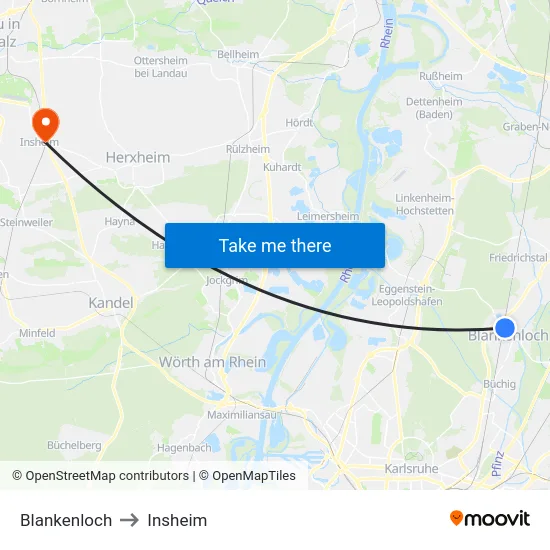 Blankenloch to Insheim map