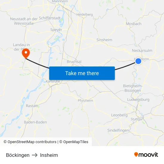 Böckingen to Insheim map