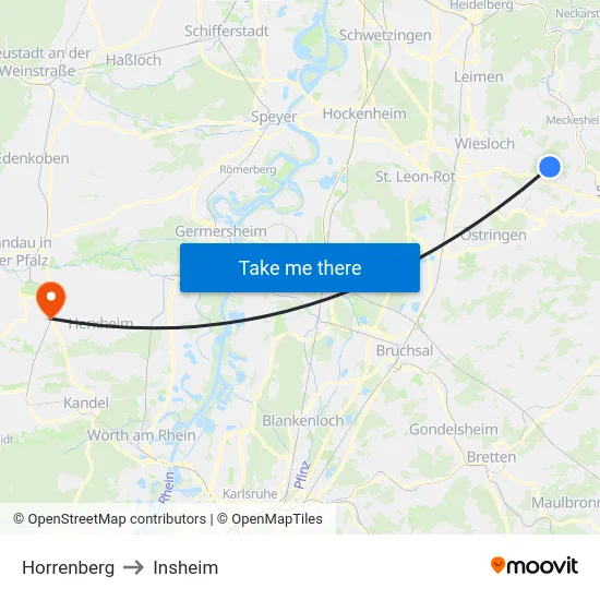 Horrenberg to Insheim map