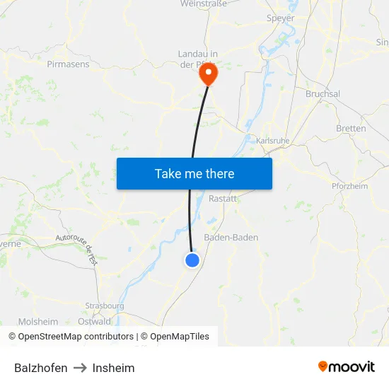 Balzhofen to Insheim map
