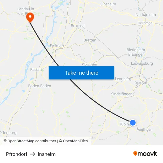 Pfrondorf to Insheim map