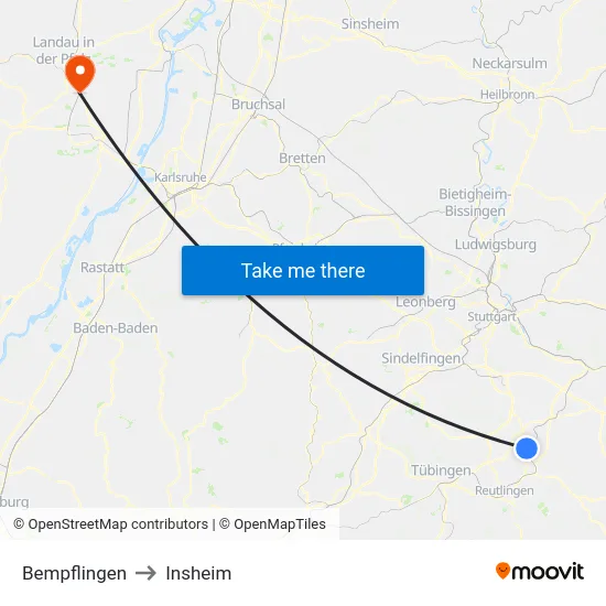 Bempflingen to Insheim map