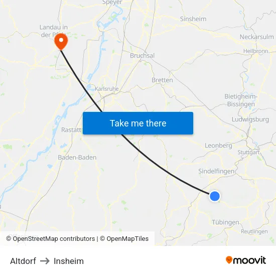 Altdorf to Insheim map