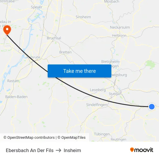 Ebersbach An Der Fils to Insheim map