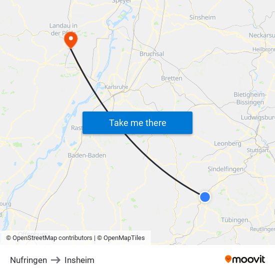 Nufringen to Insheim map