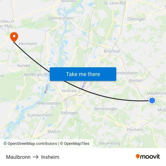 Maulbronn to Insheim map