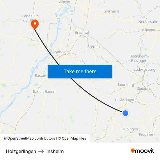 Holzgerlingen to Insheim map