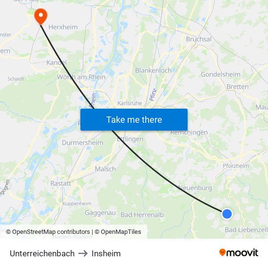 Unterreichenbach to Insheim map