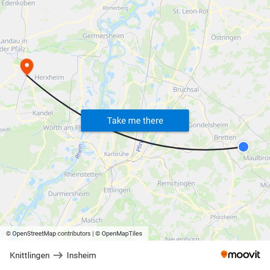 Knittlingen to Insheim map