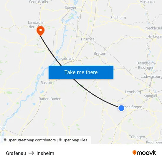 Grafenau to Insheim map