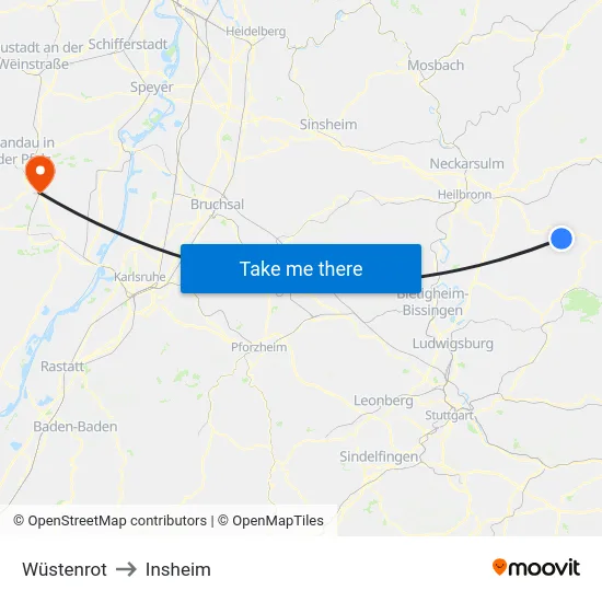 Wüstenrot to Insheim map