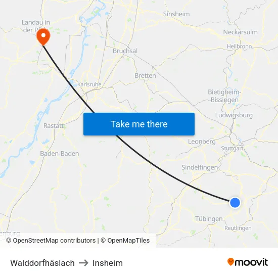 Walddorfhäslach to Insheim map