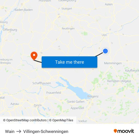 Wain to Villingen-Schwenningen map