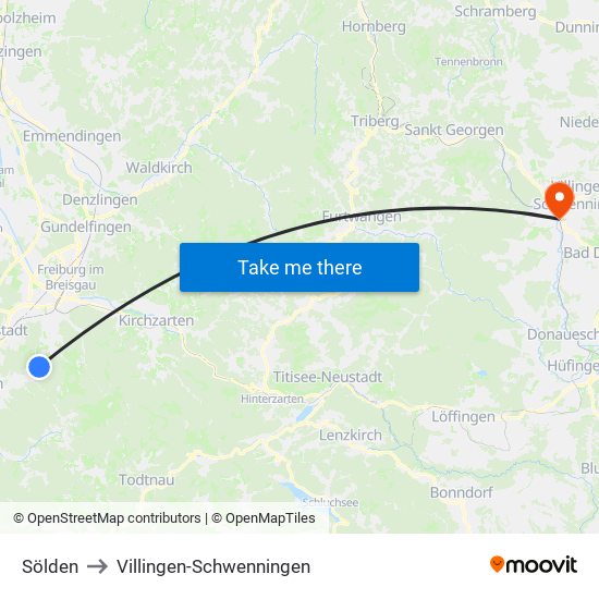 Sölden to Villingen-Schwenningen map