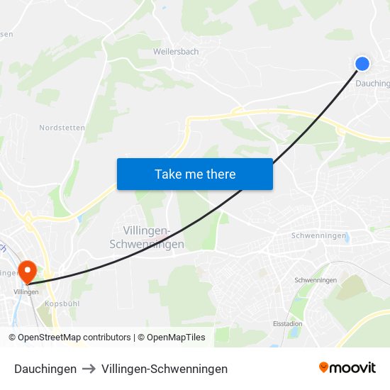 Dauchingen to Villingen-Schwenningen map