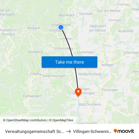 Verwaltungsgemeinschaft Schiltach to Villingen-Schwenningen map