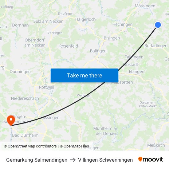 Gemarkung Salmendingen to Villingen-Schwenningen map