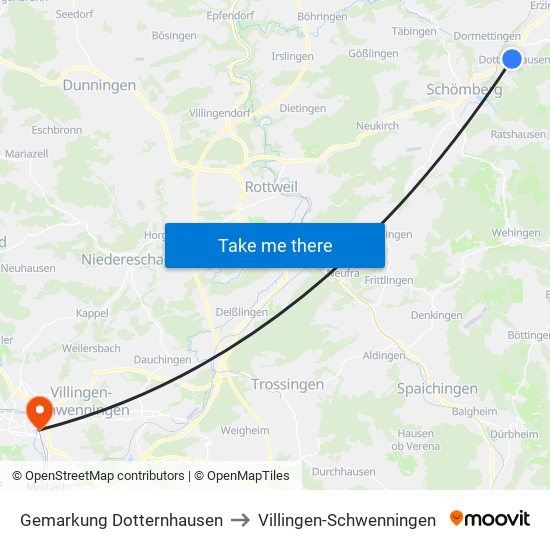 Gemarkung Dotternhausen to Villingen-Schwenningen map