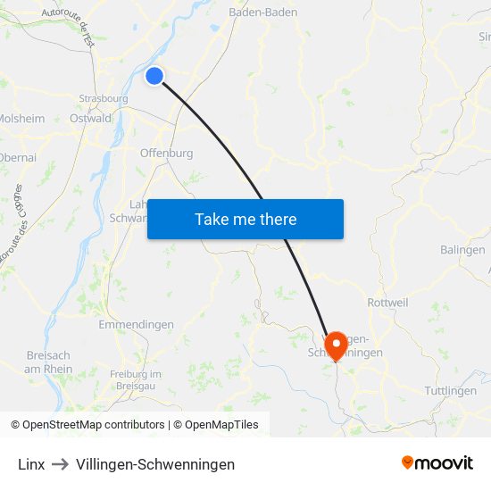 Linx to Villingen-Schwenningen map