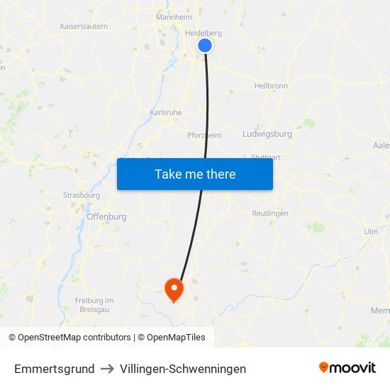 Emmertsgrund to Villingen-Schwenningen map