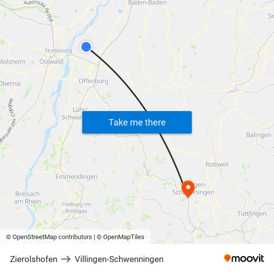 Zierolshofen to Villingen-Schwenningen map