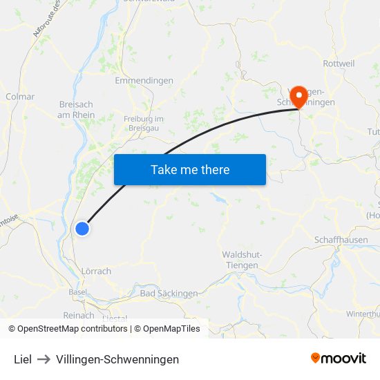 Liel to Villingen-Schwenningen map