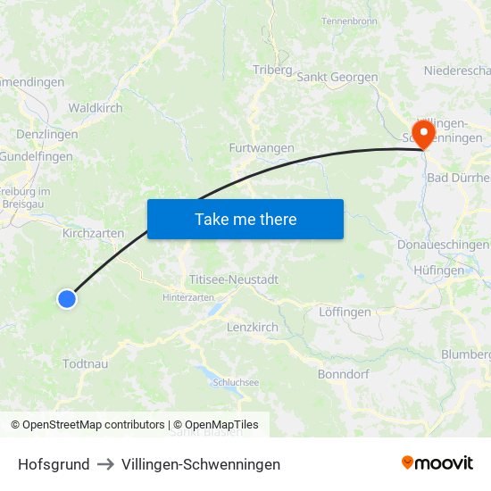 Hofsgrund to Villingen-Schwenningen map