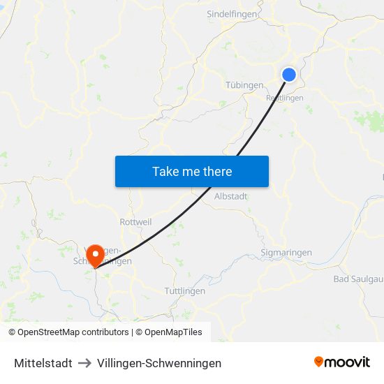 Mittelstadt to Villingen-Schwenningen map