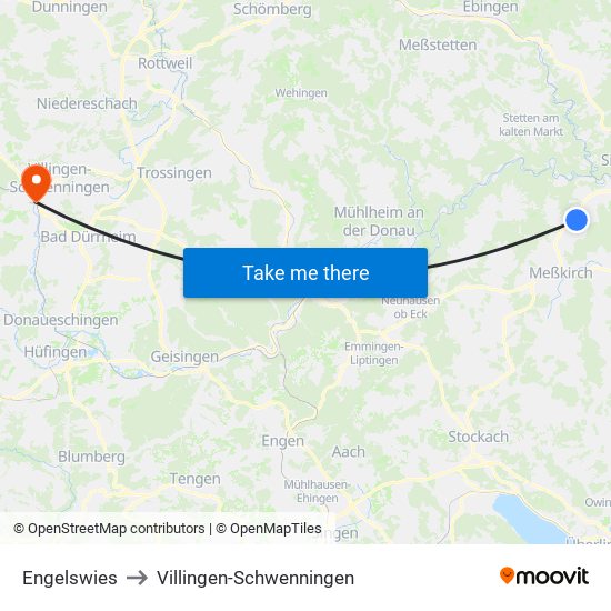 Engelswies to Villingen-Schwenningen map