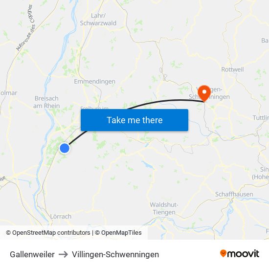 Gallenweiler to Villingen-Schwenningen map