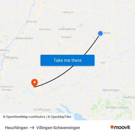 Heuchlingen to Villingen-Schwenningen map