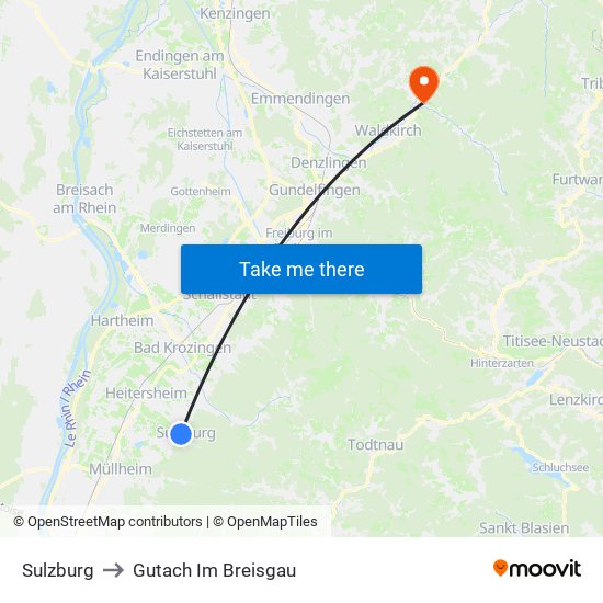 Sulzburg to Gutach Im Breisgau map