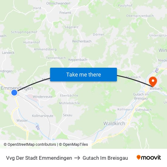 Vvg Der Stadt Emmendingen to Gutach Im Breisgau map