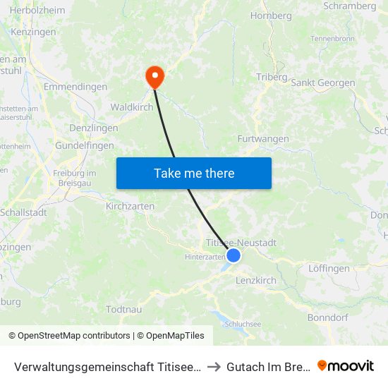 Verwaltungsgemeinschaft Titisee-Neustadt to Gutach Im Breisgau map