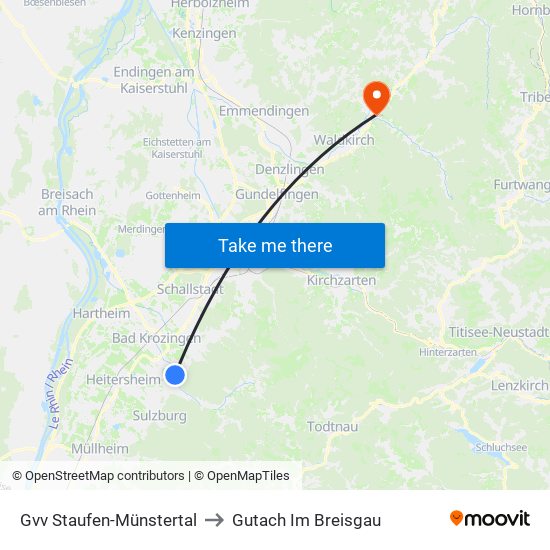 Gvv Staufen-Münstertal to Gutach Im Breisgau map