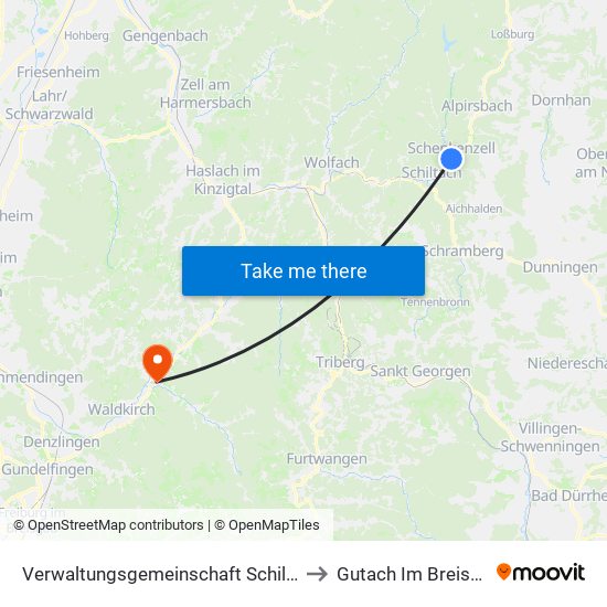 Verwaltungsgemeinschaft Schiltach to Gutach Im Breisgau map