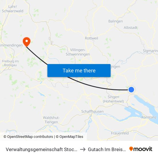 Verwaltungsgemeinschaft Stockach to Gutach Im Breisgau map