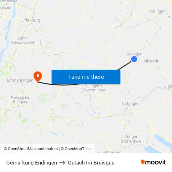 Gemarkung Endingen to Gutach Im Breisgau map