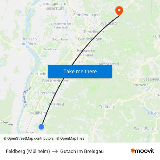 Feldberg (Müllheim) to Gutach Im Breisgau map