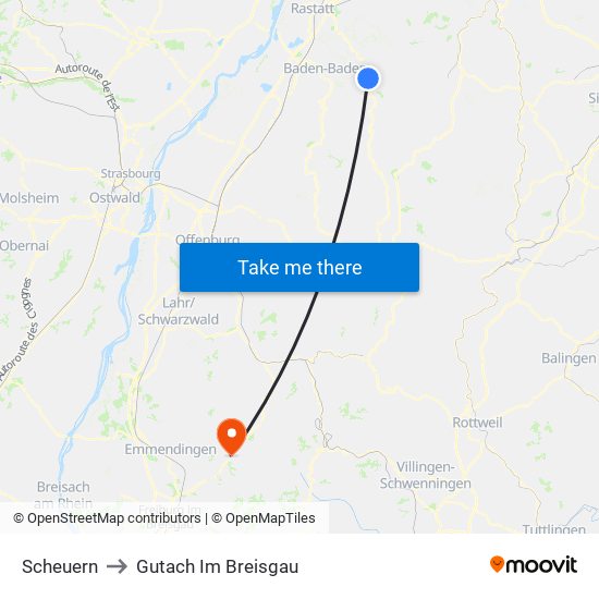 Scheuern to Gutach Im Breisgau map