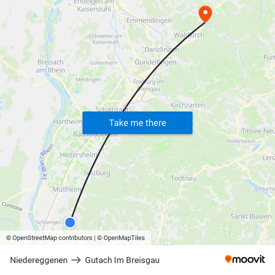 Niedereggenen to Gutach Im Breisgau map